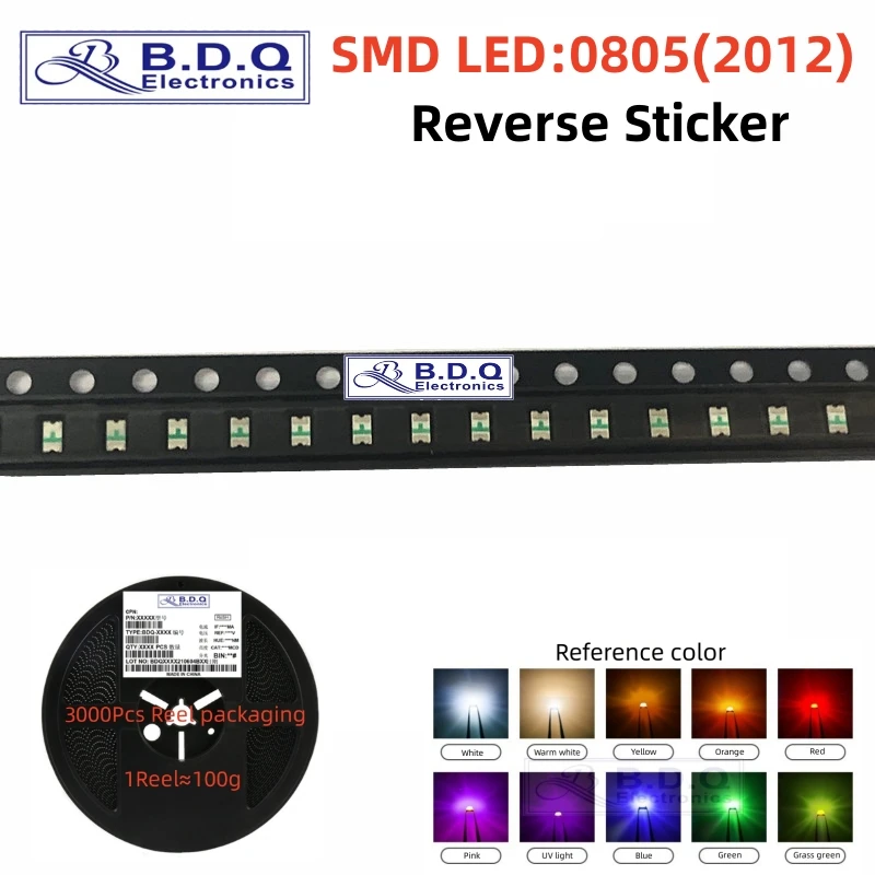 3000Pcs SMD LED 0805 Red Green Yellow White Blue Reverse Sticker 2012 Light-emitting Diode High Bright Quality