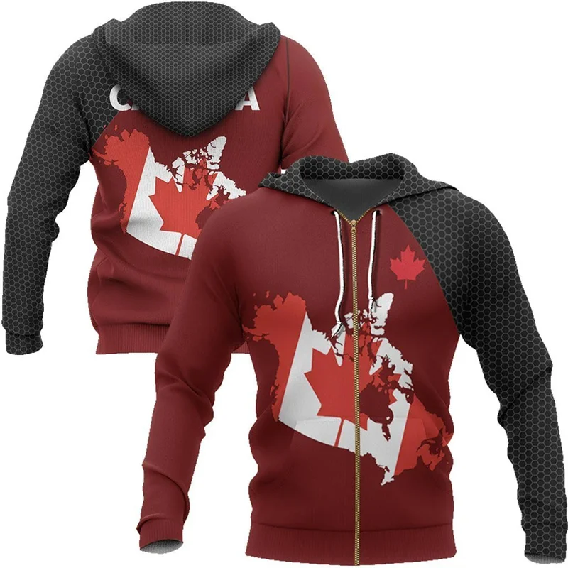 Толстовка унисекс на молнии с 3D-принтом кленовых листьев