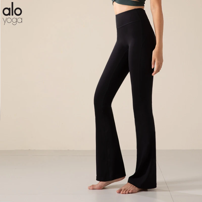 

Alo Outerwear Peach Buttocks Tummy Yoga Micro Booth Pants Yoga Pants Naked Feeling Thin High Waist Dance Flared Pants