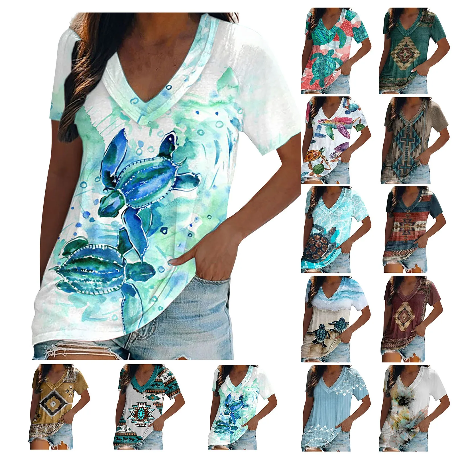 

Женская футболка с коротким рукавом, свободного покроя, с принтом