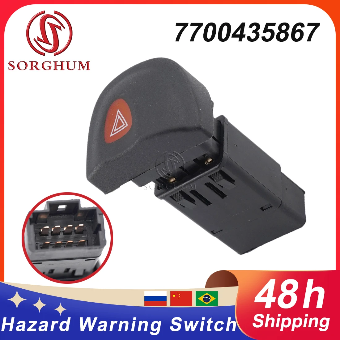 

Sorghum Car Accessories 8Pins Toggle Hazard Warning Switch Double Flash Lights Button For Renault Megane I MK1 95-03 7700435867