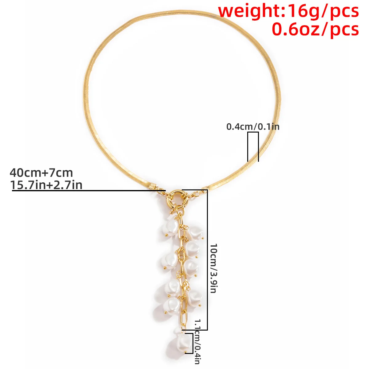 Baroque court style imitation pearl tassel necklace retro geometric flat snake bone necklace snow soft jewelry