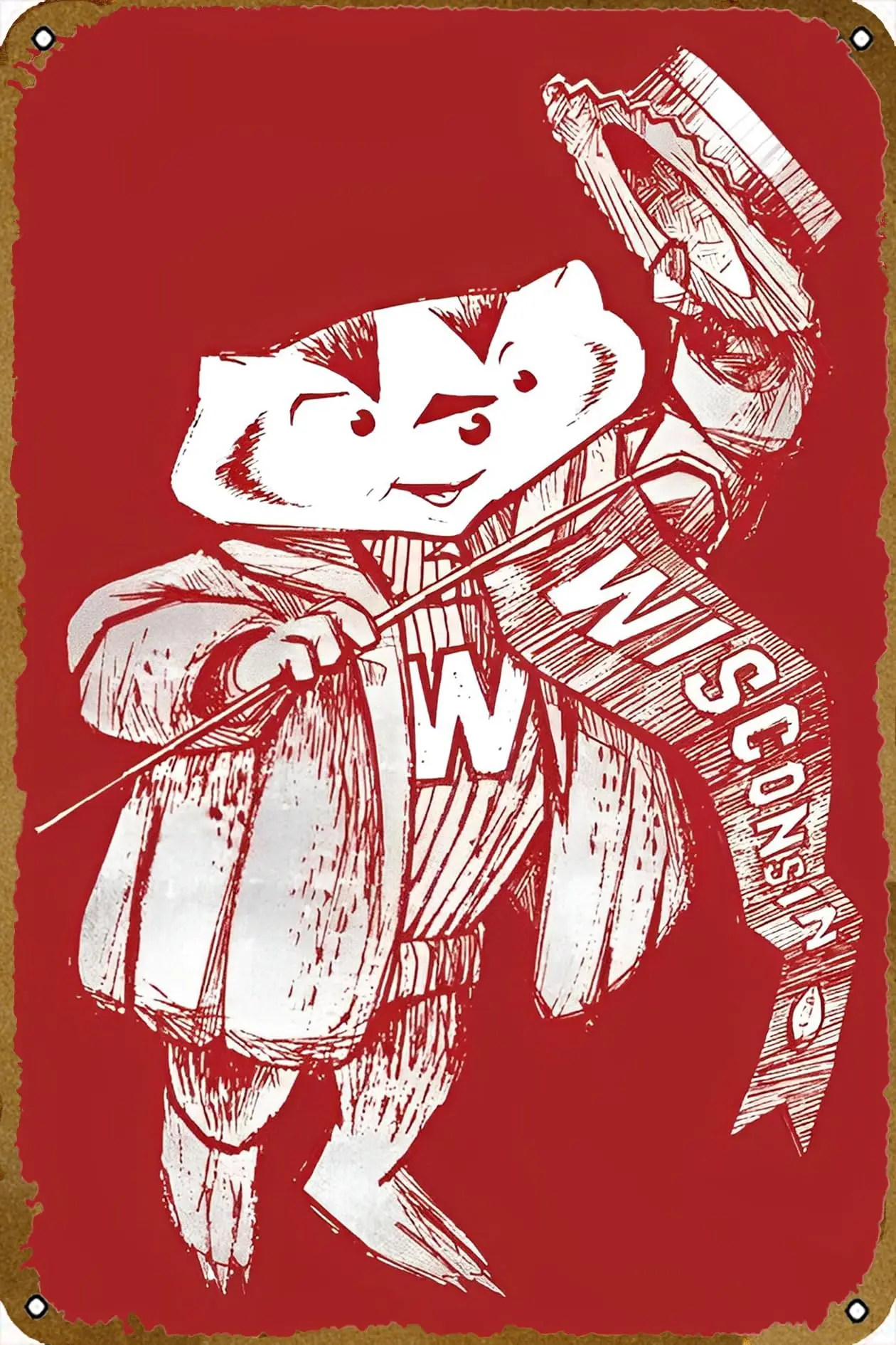 Винтажный художественный плакат KNIOIL 1967 в стиле Висконсин барсук винтажные