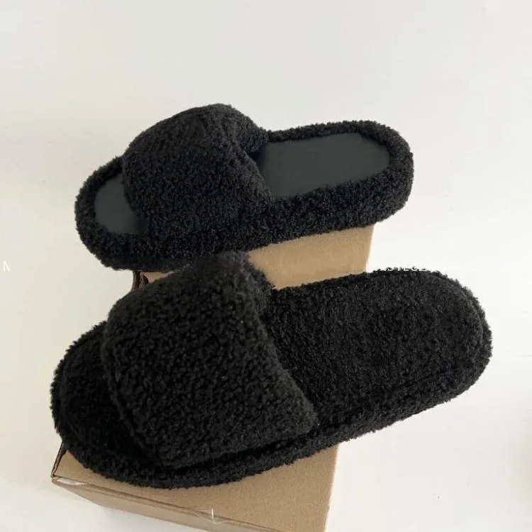 

New Winter Artificial Fur Home Fashion Fluffy and Comfortable Furry Casual Shallow Mouth Ladies Large Size Flat Cotton Mop 35-42