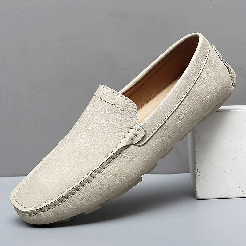 

Spring&Autumn Men Casual Shoes Luxury Brand Genuine Leather Mens Loafers Moccasins Plus Size 39-47 Light Slip on Driving Shoes
