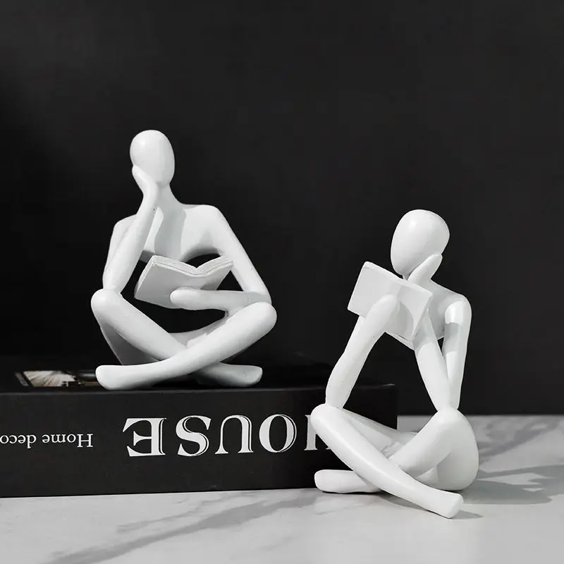 

Home Decor Artistic Abstract Reading Figurine Modern Style Living Room Decoration Tabletop Ornament Resin Miniature Crafts Gift