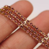 ss681012 10m light amethyst glass rhinestones cupchain gold setting jewelry accessories round diamond stones for garment
