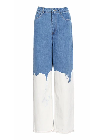 Женские свободные джинсы TWOTWINSTYLE, Длинные асимметричные джинсы с высокой талией и широкими штанинами, Новинка