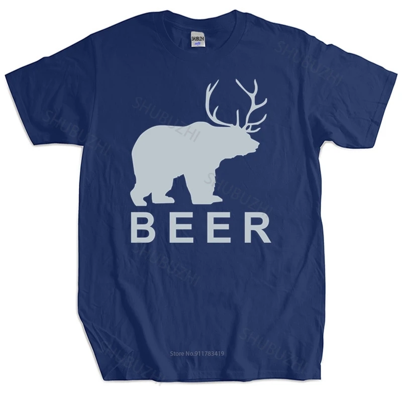 

Mens summer cotton tshirt loose tops Beer Bear Deer T-Shirt Drinking Stag Alcohol Slogan unisex tee-shirt casual tees