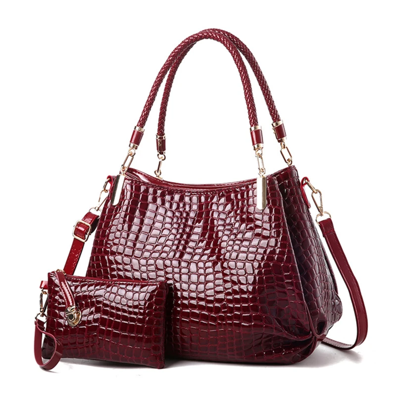 

2Pcs Women Bags Set Luxury Crocodile Female Handbags PU Leather Shoulder Bags Brand Composite Bags Crossbody