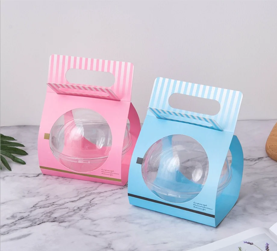 40pcs Cake Mousse Balls Sophora Portable Plastic Hollow Baking Transparent Salad Packaging Coconut Frozen Bowl Gift Box