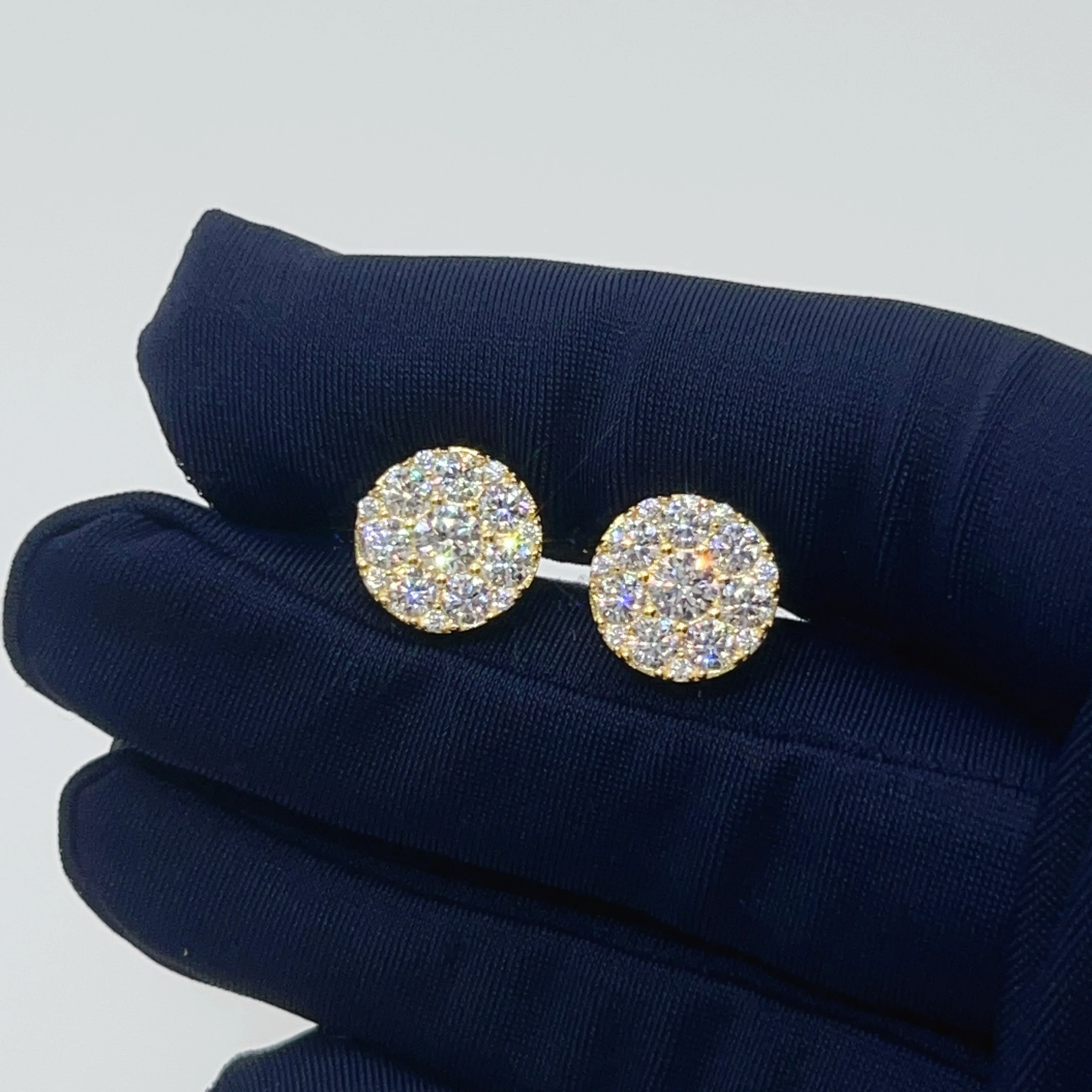 Custom Hiphop Jewelry Pass Diamond Tester 925 Sterling Silver VVS Classic Gold Plated Stud Moissanite Earring