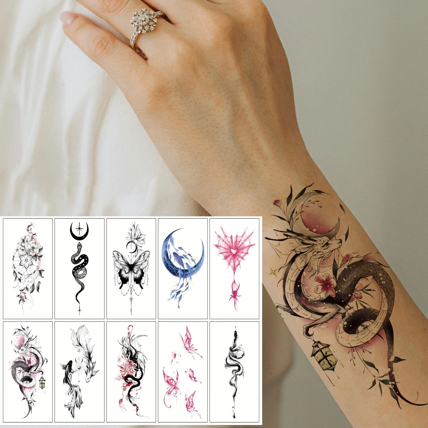 10 шт./набор съемные клейкие тату-наклейки для женщин и девочек