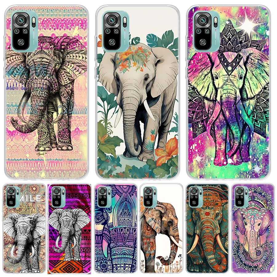 Elephant Mandala Aztec для Xiaomi Redmi Note 10 9T 9S 9 8 Pro 8T 7 5 Чехол телефона Mi 12T 11T 10T 12 11 Lite Корпус Fundas