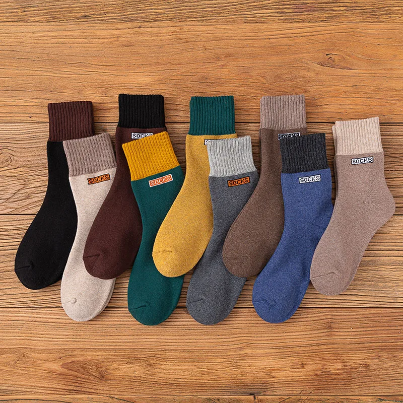 Winter Men's Thick Cotton Socks Harajuku Retro Warm Fashion Casual Long Socks Men 10 Pair