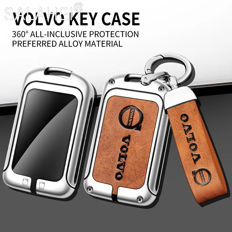 

Zinc Alloy Leather Car Key Case Cover Shell Fob For Volvo XC40 XC60 XC90 S60 S90 S80 C30 V70 V90 T5 T6 T8 Keychain Accessories