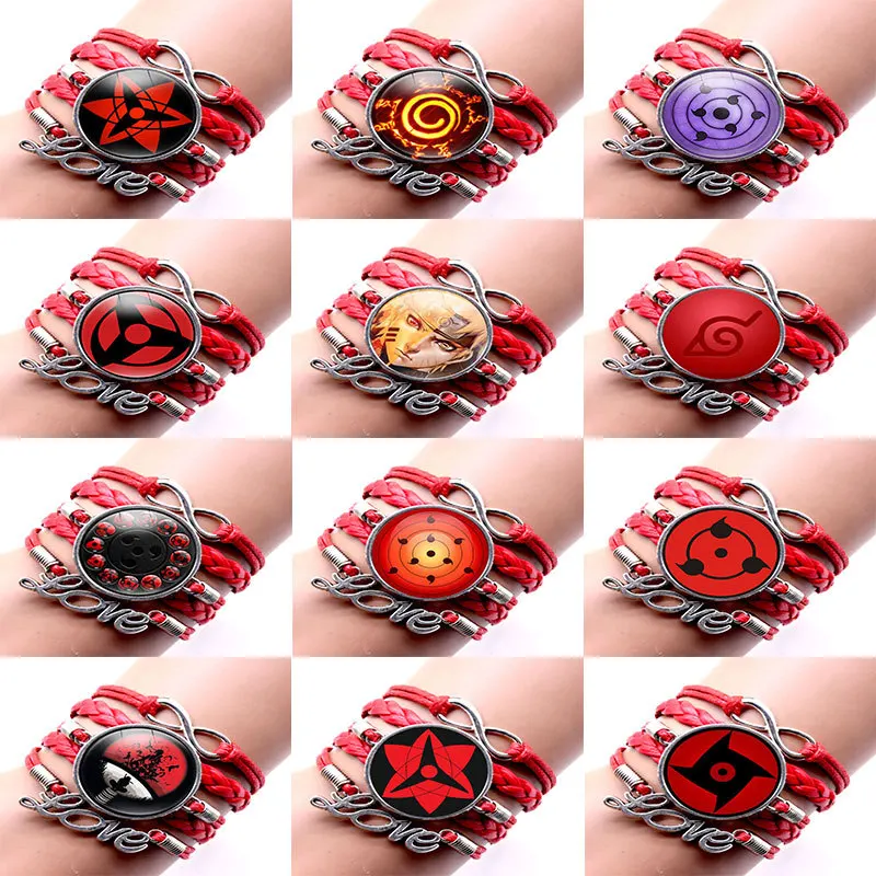 

Naruto anime surrounding multi-layer bracelet nine hook jade cycle write round eye time gem bracelet children's birthday gift