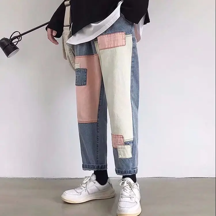 

ZCSMLL Summer Thin Jeans Men's Trendy Brand Loose Wild Nine-point Pants Ins Straight Wide-leg Pants Men Korean 2020 Fashin Tide