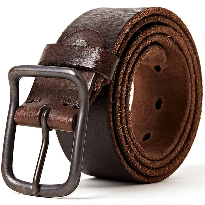 Vegetable Leather Men Belt Cowskin Waistband Men Vintage Leather Strap Classice Pin Buckle Belt