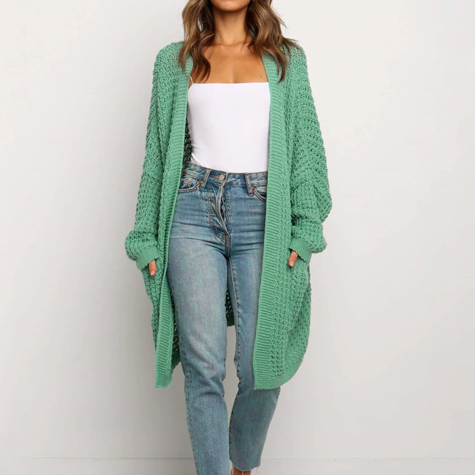

Women Fashion Casual Long Sleeve Knitted Open Front Fashion Loose Elegant Warm New Knitted Sweater Cardigan Ambiance Sweater