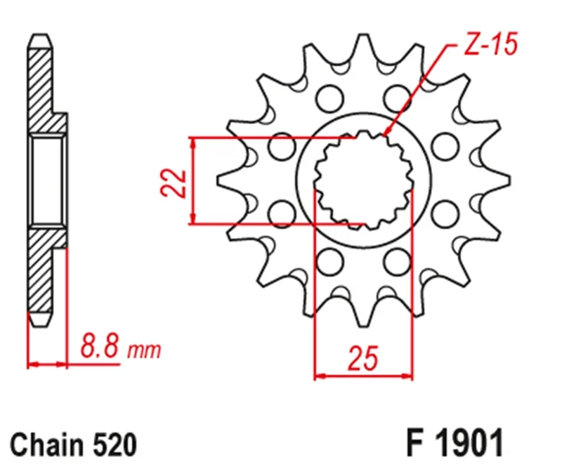 Передняя Звездочка для мотоцикла 520 Husqvarna 450 FR Rally 2015-2024 450FS FS 2016-2024 501 FE 501FE 2014-2022