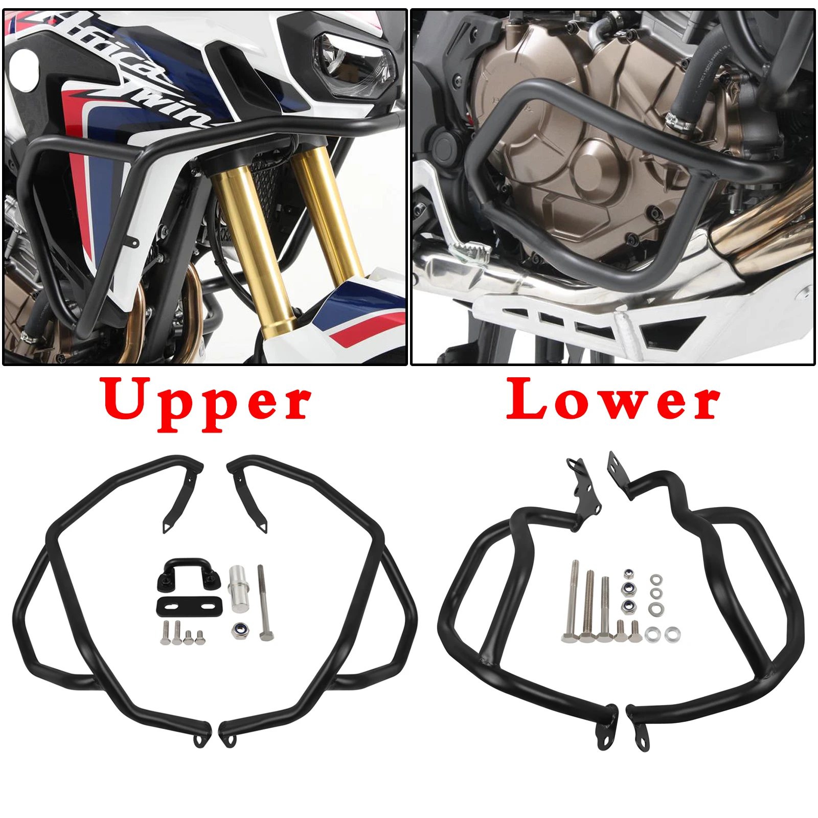 Motorcycle Upper&Lower Engine Guard Crash Bar Frame Bumper Protector For Honda CRF 1000 L Africa Twin ABS CRF1000L 2016-2019