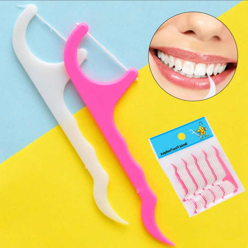 50/100pcs Disposable Dental Floss Flosser Picks Interdental Brush Teeth Stick Toothpicks Oral Hygiene Gum Cleaning Dental Tools