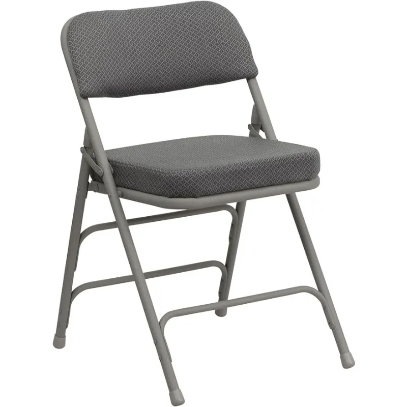 

Flash Furniture 2 Pack HERCULES Series Premium Curved Triple Braced & Double Hinged Gray Fabric Metal Folding Chair