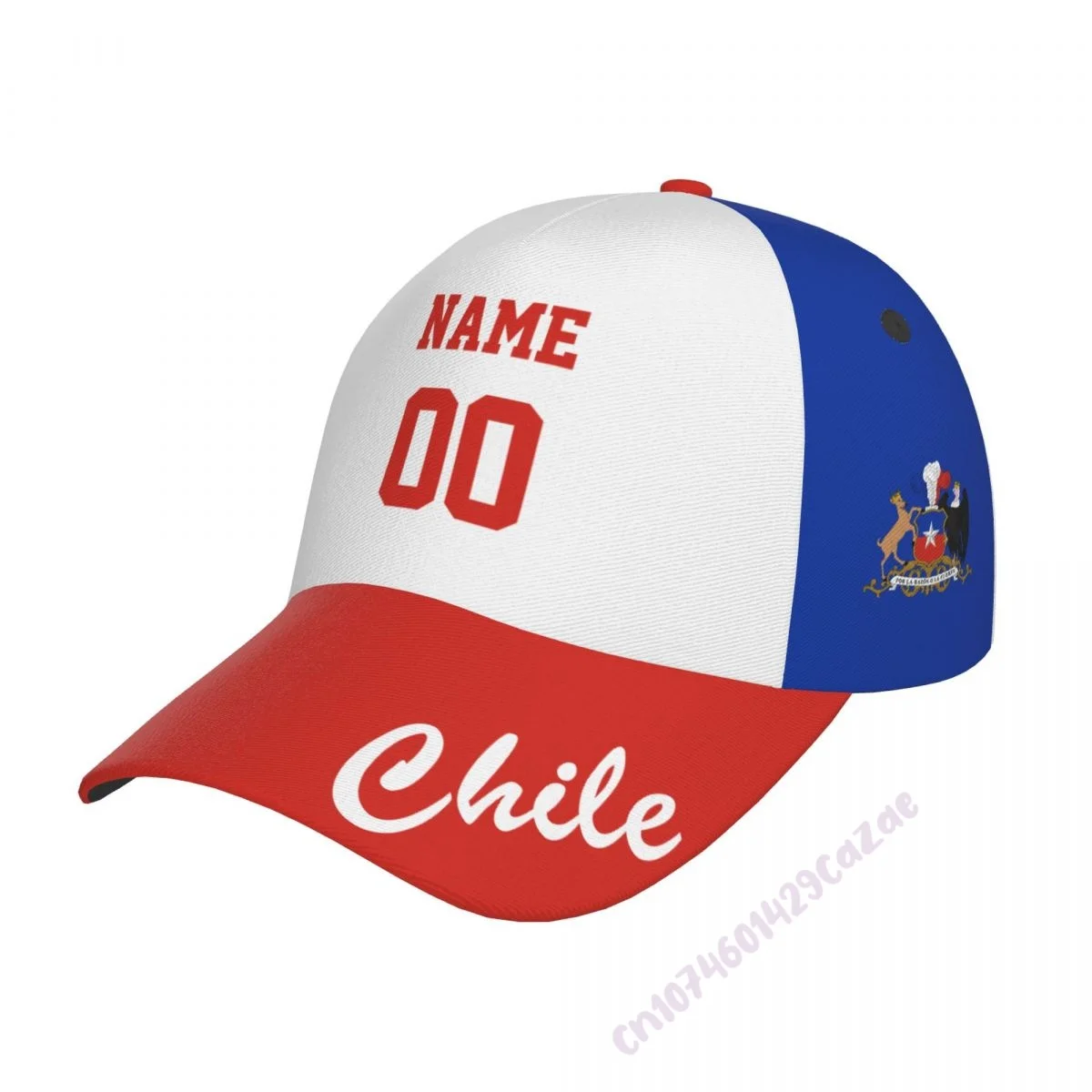 

Custom Name Number Chile Country Flag 3D Print Summer Sun Baseball Cap Breathable Adjustable Men Women Outdoor Soccer Hat