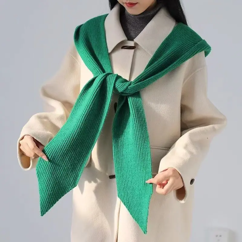 Новая мода вязаный капюшон шаль осень зима теплый шарф шапка для женщин