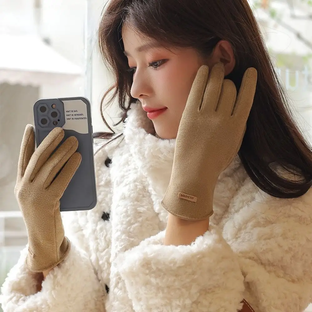 

Ветрозащитные элегантные бархатные зимние утепленные женские перчатки с пальцами для сенсорного экрана теплые перчатки