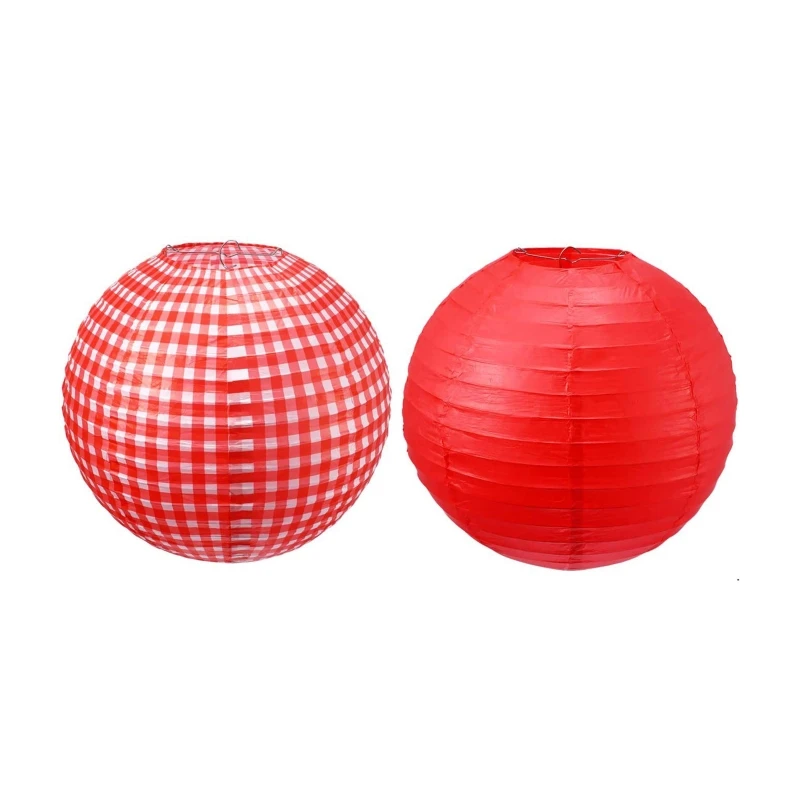 

5Pieces Paper Lanterns Decorative Round Chinese Hanging Lantern Easy Assemble for Wedding Baby Birthday Party Lamp Shade
