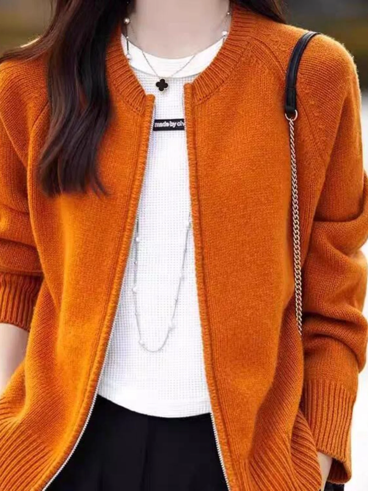 Girdear с белым воротником новинка 2024 осенний новый флисовый вязаный кардиган в