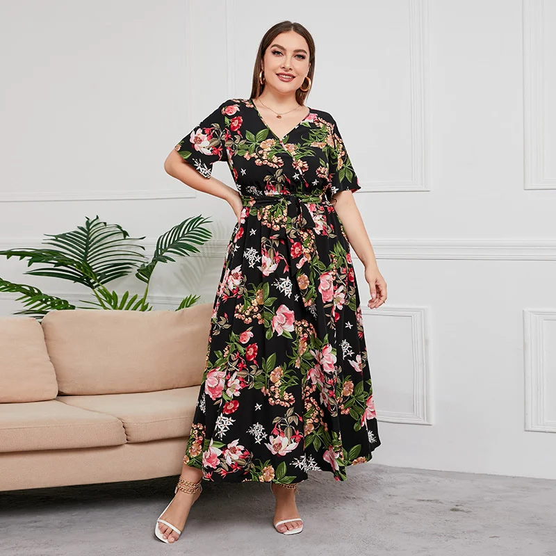 Plus Size 2023 Fashion 3xl 4xl 5xl Women Dress Floral Long Maxi Dress Bohemian Casual Summer Dresses Urban Gy 3xl 4xl 5xl 6xl