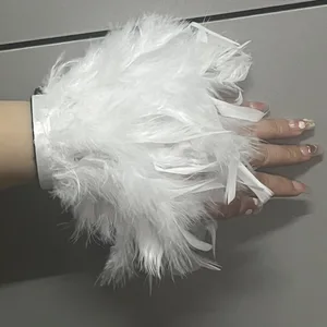 Imported Ostrich Feather Cuff for women Feather cuffs for wrist Elegant feather snap bracelet nail photo cuff