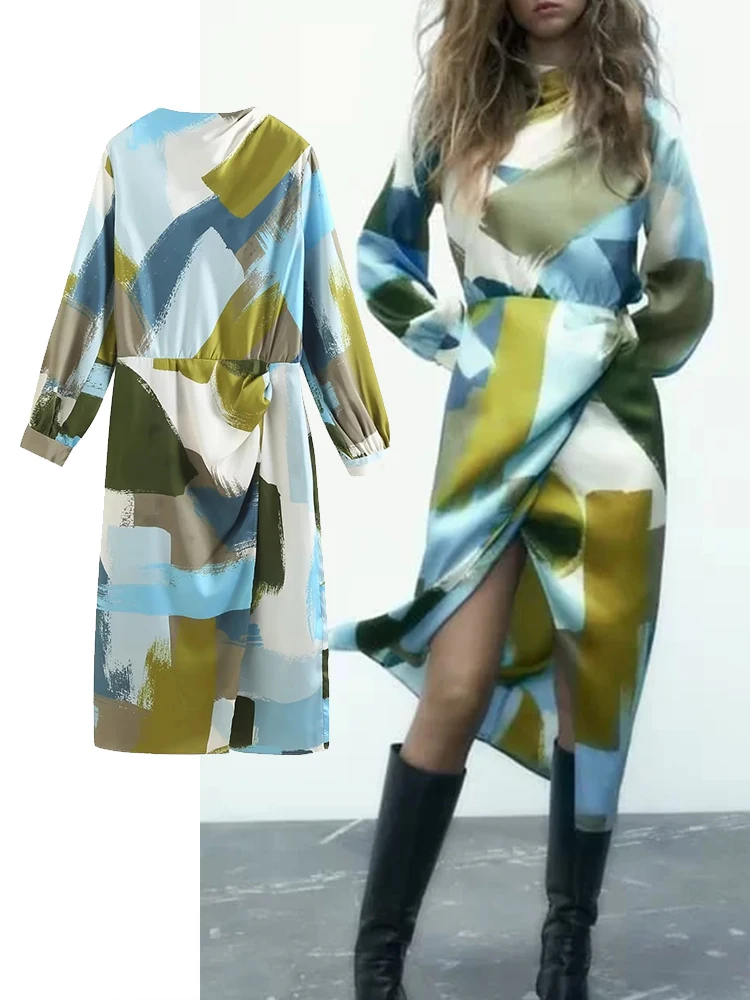 

Платье женское клетчатое длинное, с длинным рукавом