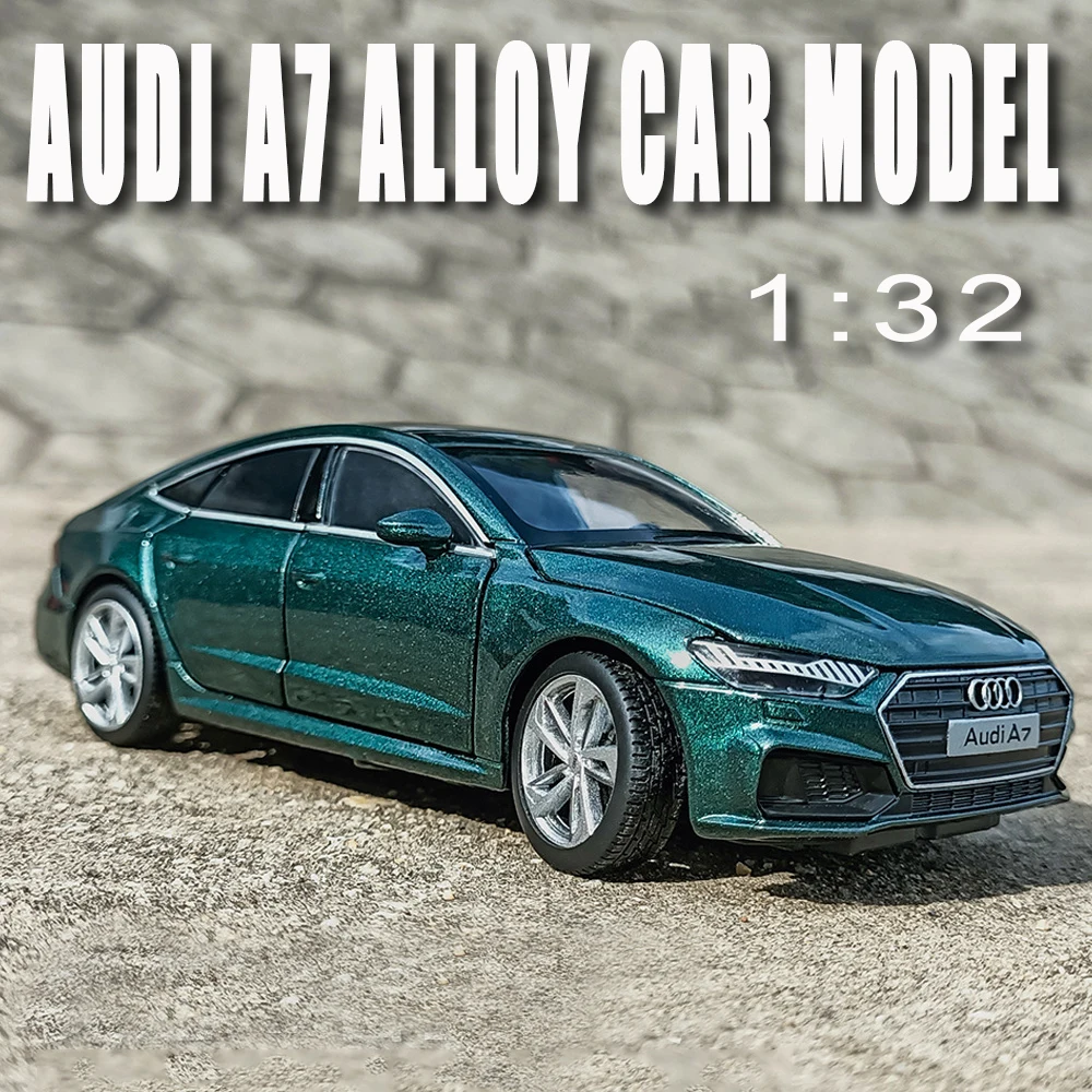 

Новинка, лидер продаж, модель автомобиля 1:32, миниатюрный автомобиль из сплава Audi A7, металлический автомобиль с откидной спинкой, подарок для...