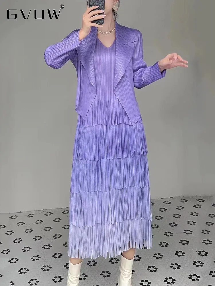 Женский комплект из двух предметов GVUW плиссированный пиджак с кисточками и