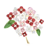 wulibaby enamel hydrangea flower brooches for women 2 color new lalic flower office party brooch pin gifts