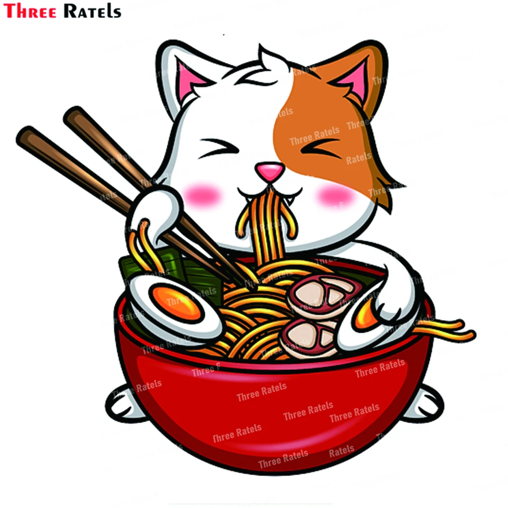 

Прозрачные наклейки и наклейки Three Ratels K119, кавайные рамен, дура, желита, для ноутбука, багажа, скейтборда, украшение