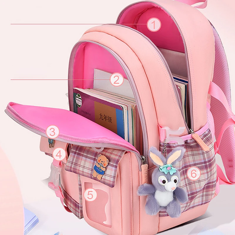 2023 New 3 Pcs Sets Purple Colour Children's School Backpack Kawaii Women's Backpack Bookbag School Bags for Teens Girls Mochila