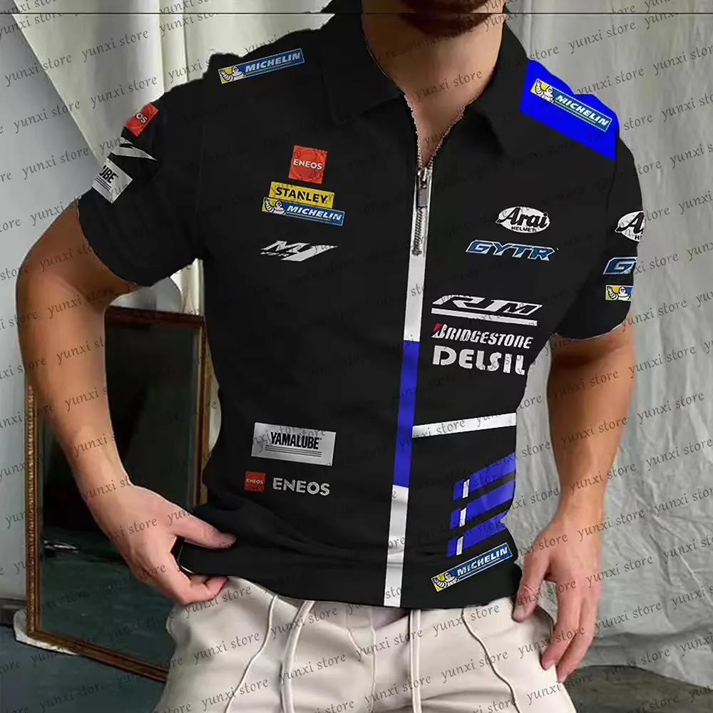 

2023 New Yamaha M1GP Breathable Leisure Racing Fans Outdoor Extreme Sport Men's Zipper Summer Polo Shirt