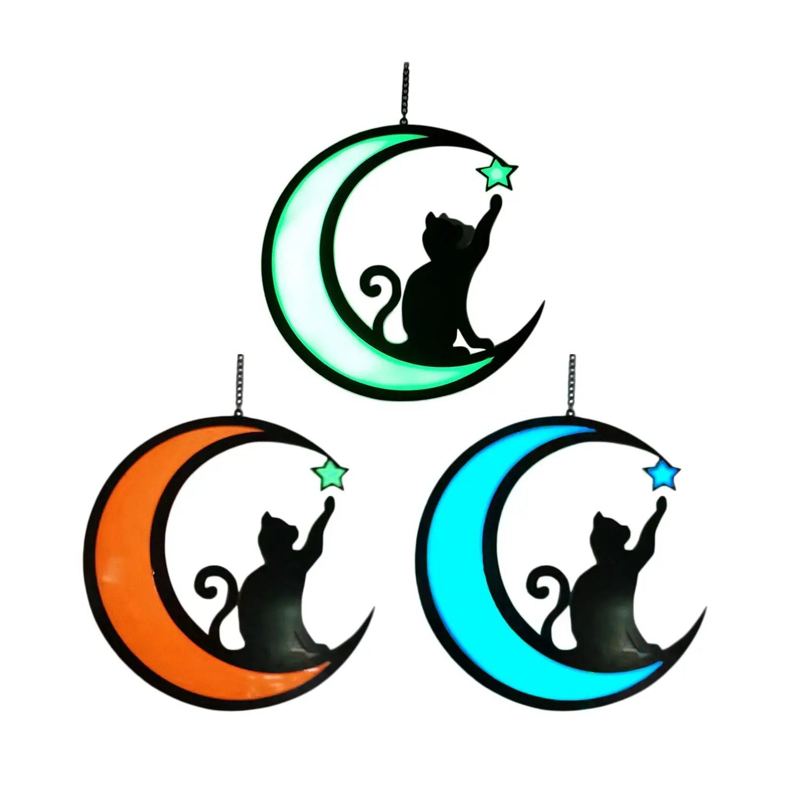 

Metal Luminous Cat Pendant Window Hanging Decorative Ornament Silhouette Sculpture Cute Kitten Art for Bedroom Indoor Home Decor