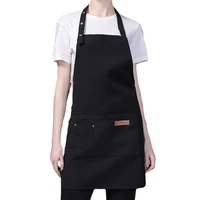 fashion canvas kitchen aprons woman men chef work durable apron for restaurant bar shop cafes waterproof uniform