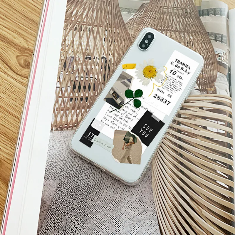 

Nohon Clear Phone Case For REDMI NOTE 10 PRO 5G NOTE 9 8 REDMI 6A 8 9C 9T chrysanthemum stitching Transparent Soft back cover