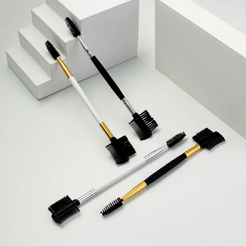 

2 In 1 Double Head Eyebrow Comb Brow Lash Brush Eyelash Brush Makeup Eye Wands Applicator Eyelash Curler Nylon Fiber Beauty Tool