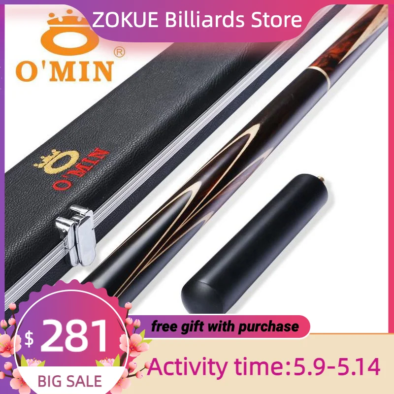 

Кий для снукера O'Min LingYun, 3/4 шт., кий для горшка с наконечником 9,5/10/11, 5 мм, профессиональный кий с отличной коробкой и удлинителем из массива дерева