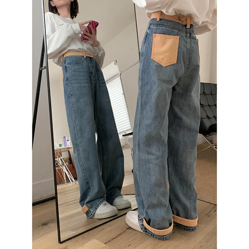 Women's Jeans High Waist Chic Design Fashion Streetwear Straight Pants Baggy Vintage Female Loose Casual Wide Leg Denim Trou