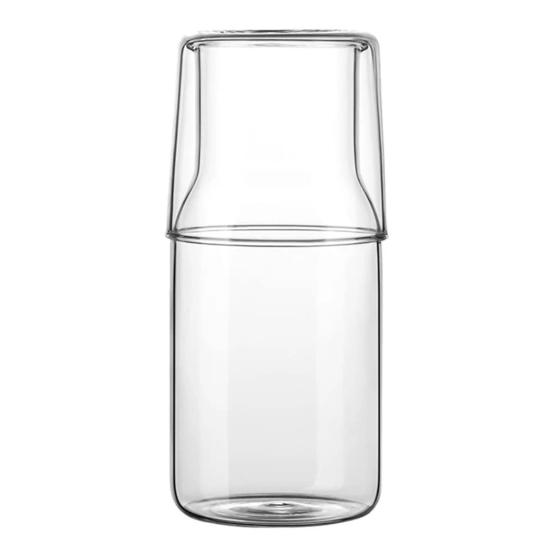

2X 500Ml Bedside Water Carafe Set With Tumbler Glass Set For Bedroom Nightstand, Glass Mouthwash Bottle For Bathroom