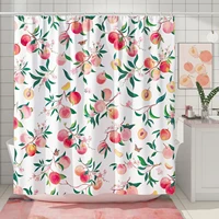 pink peach shower curtain cute fruit shower curtain aesthetic summer peach bathroom decor polyester 72x72 inch